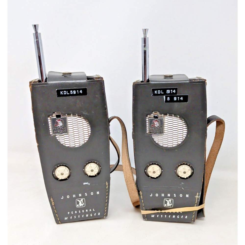 2 Johnson Personal Messenger Walkie Talkies 1964 model 242-102 With Cases